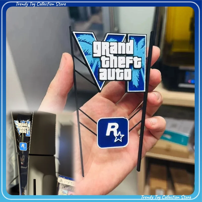 Em Estoque GTA 6 Grand Theft Auto Logotipo Impresso em 3D Decoração Criativa PS5 Acessório de Jogo Decoração para Exibição Para Fãs de Jogos Adultos