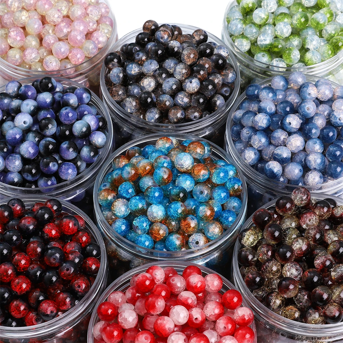 Glass Protein Floral Double-Piece Round Beads For DIY Jewelry Making Bracelet Accessories 10mm Aperture 1.5mm 20pcs