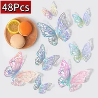 12/48Pcs Fashion 3D Butterfly Creative DIY  Wall Sticker Modern Wall Art Home Bedroom Room Decorative Butterflies  DIY Gift