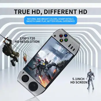 2023+ handheld game console with 22800 games 5.1&quot; screen HD resolution 1280*720 and wireless controller support perfect