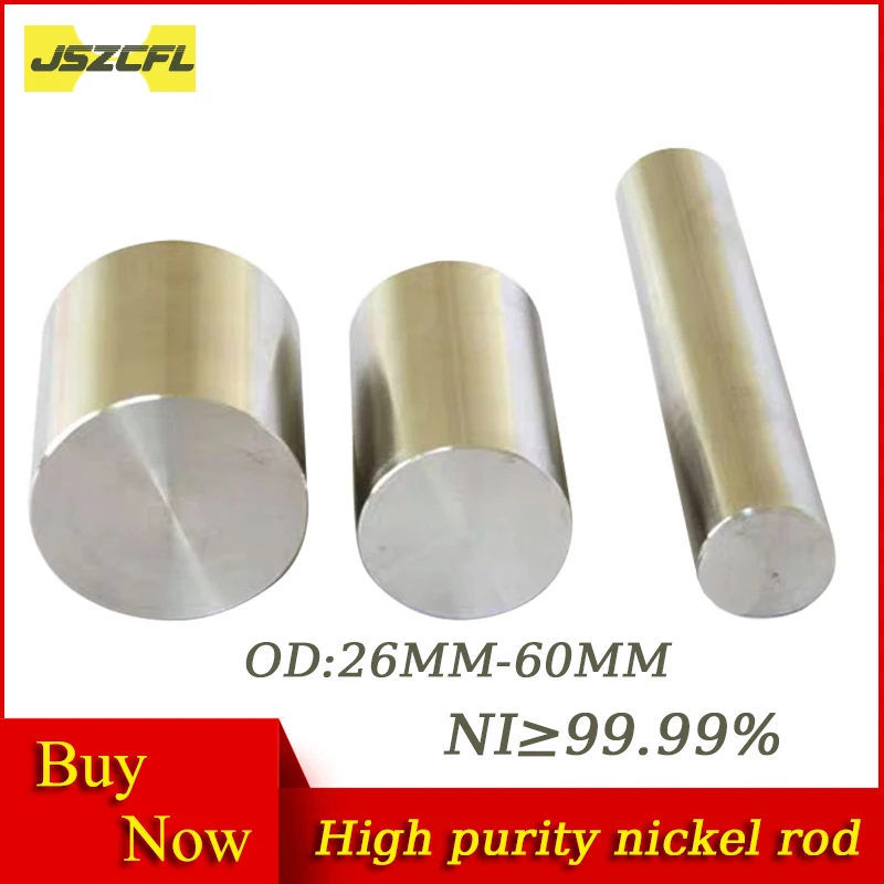 Ni 99.99% High Purity Nickel Rod Diameter 26mm-60mm Solid Metal Bar Customizable Special Materials for Scientific Length 100mm