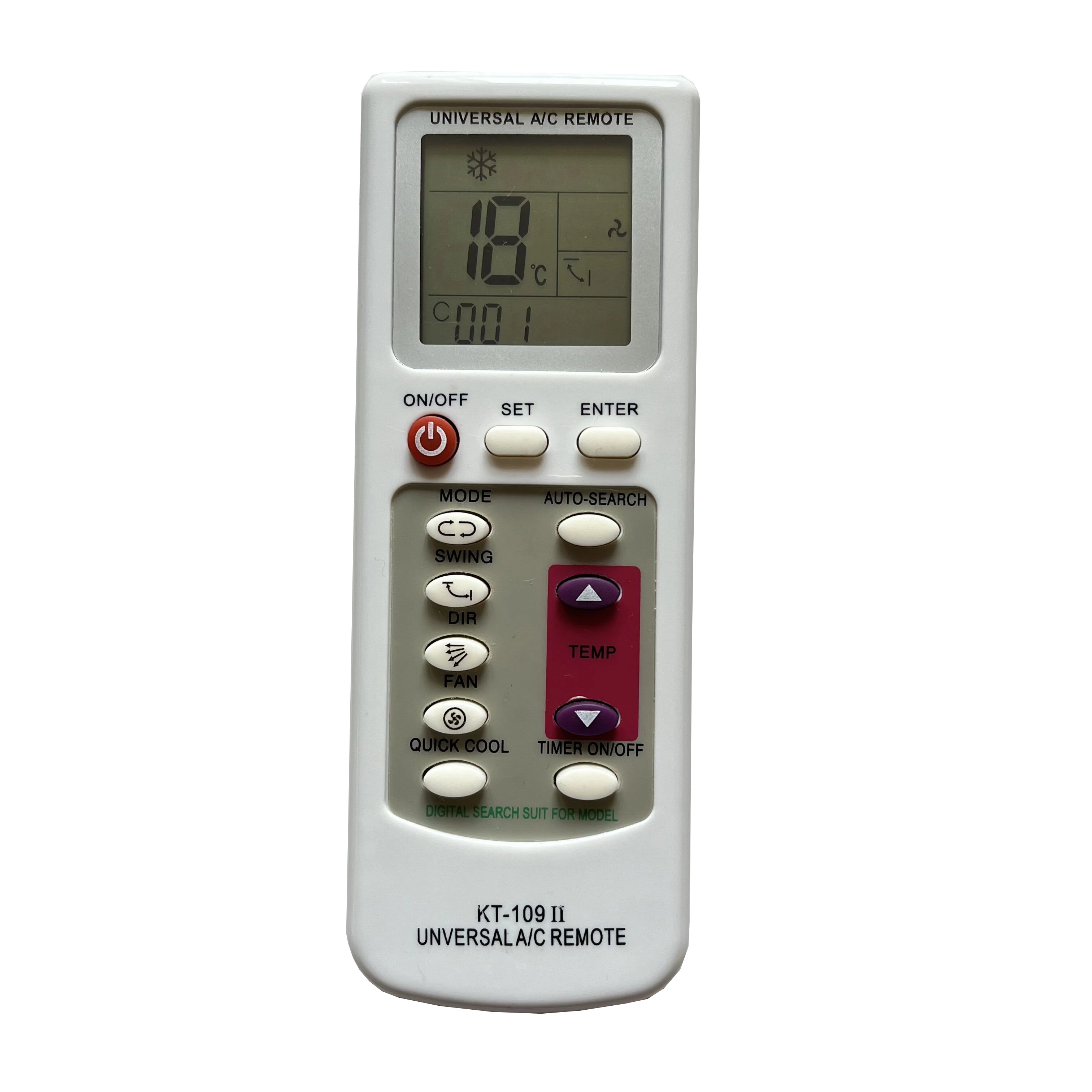 Universal Air Conditioner Parts Accessories A/C Remote Control LCD Display Max 10m Remote KT-109II