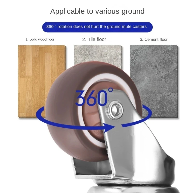 4Pcs Furniture Casters 360° Swivel Universal Heavy Soft Rubber Mute Wheel for Platform Trolley Chair Household Accessories