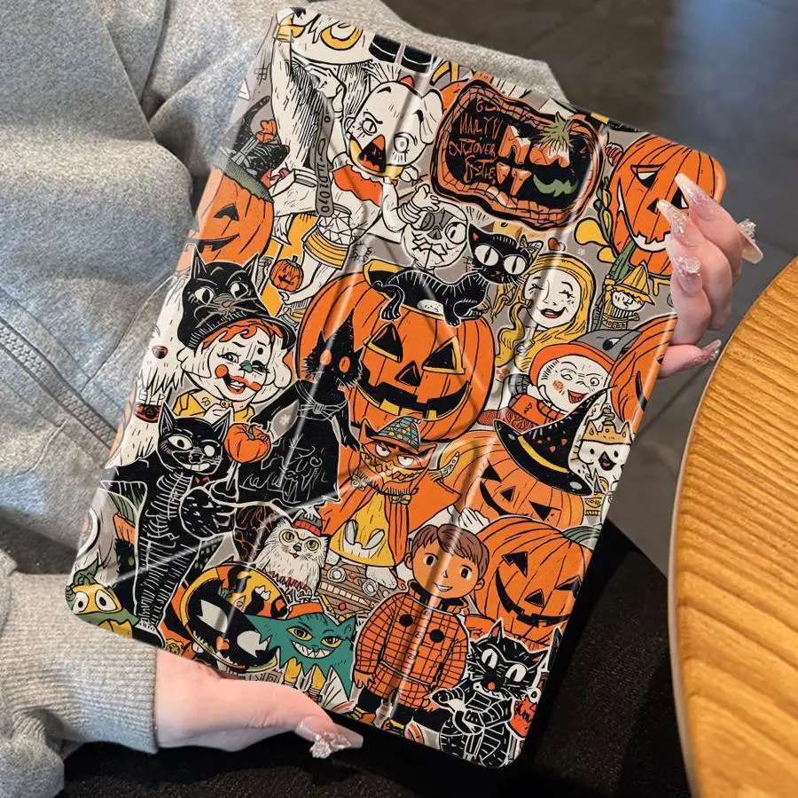 Tablet Case For iPad Air 8 M2 M3 3 11th Mini 7 6 5 10th Gen Pro M4 13 2025 2026 9th 12th With Pen Slot Cover Pumpkin Doll 2