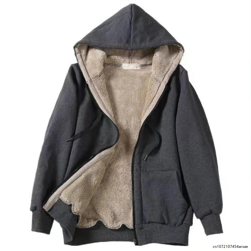 

Hoodies Women Zipper Sweatshirts High Quality Fleece Hoodie Loose Hip Hop Casual Fashion Streewear Coat Tops Student Winter Warm