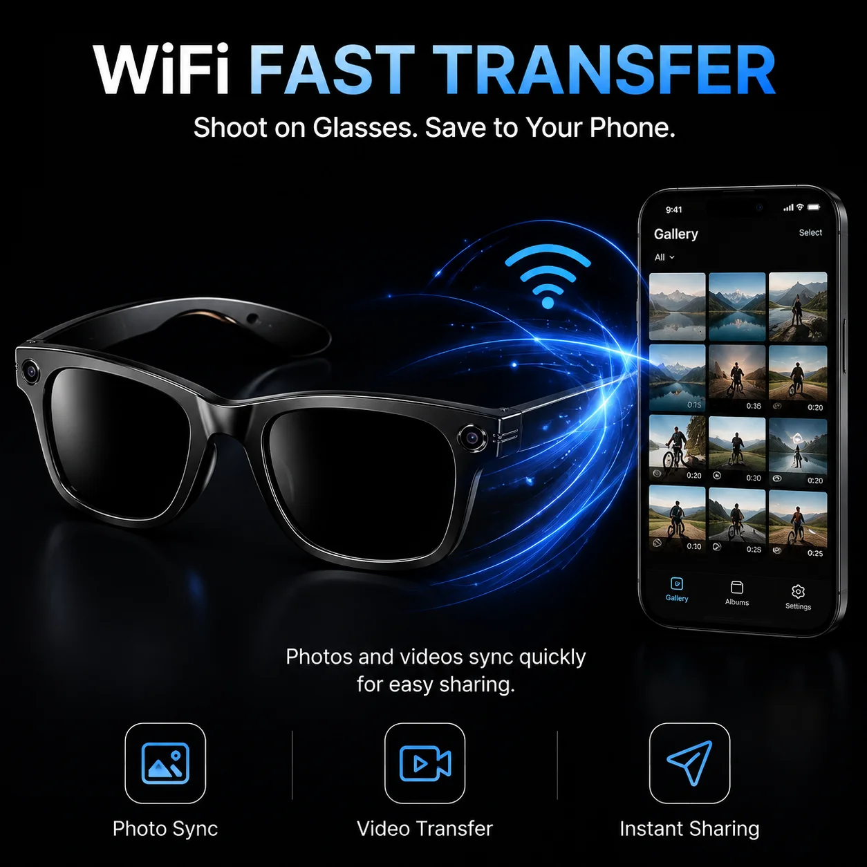Hot Sale 2026 AI Smart Glasses 8MP Bluetooth Calls Music 130+ Languages Translation AI Recognition  IP66 WiFi Transfer Glasses