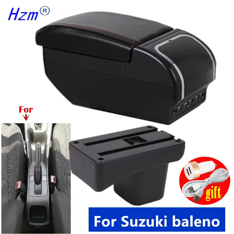 Für Suzuki Baleno Armlehne 2017 2018 2019 Nachrüstteile Spezielle Auto-Armlehnenbox Mittelkonsole Aufbewahrungsbox USB-Anschluss Auto-Zubehör