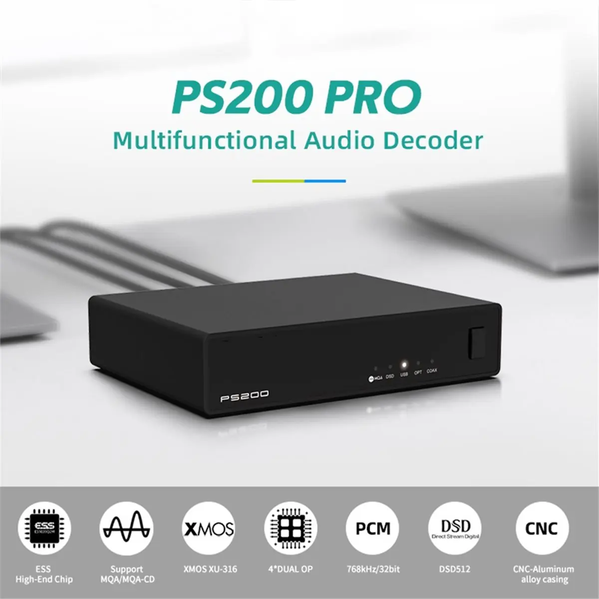 DTC5 PS200 PRO Multifunctional Audio Converter Hi-Res MQA DSD512 Dual ES9039Q2M Decoder for Home Car Music