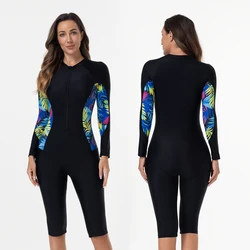 Women's Swimsuit Sport Style Long Sleeve One-Piece Bathing Suit Female Beachwear Woman Swimwear Surfing Suit Diving Outfits