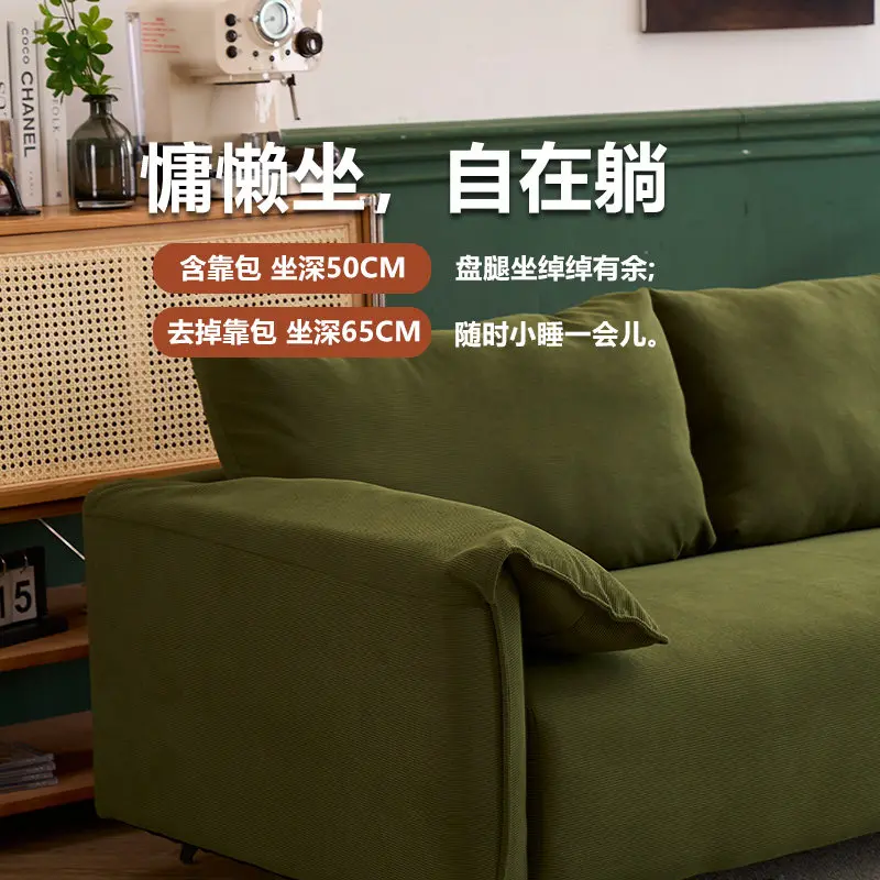 Double Nordic B  B style sofa small apartment living room fabric corduroy cat scratching leather sofa simple American straight