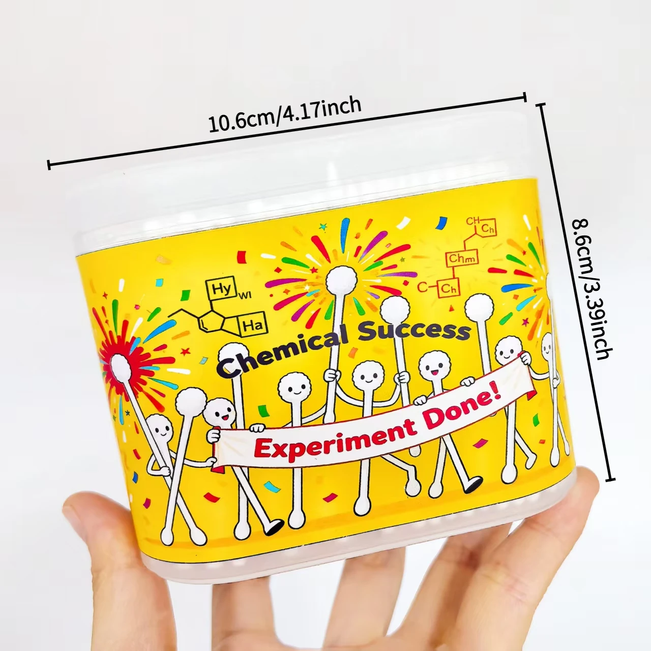 600 tamponi di cotone della serie di esperimenti chimici, tamponi di cotone ad albero sottile a doppia testa con tema "esperimento successo".