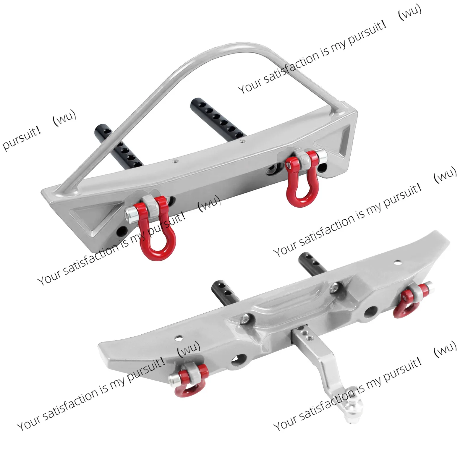 ZOCI-Metal Front Rear Bumper Set With Tow Hook Winch Hole Upgrade Parts For MN 1/12 MN128 RC Wrangler Crawler