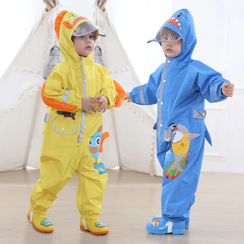 

Children Rain Pants Sea Animal Design Kids Rainwear Toddler Rainsuit Jumpsuit For Baby Boy Girl 1-10 Years Old Raincoat