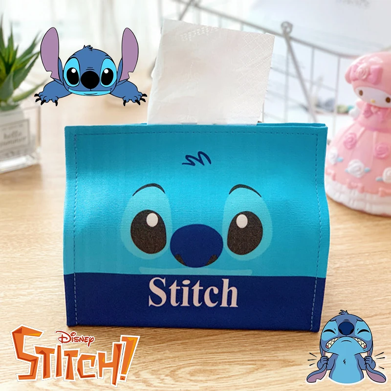 Disney Stitch Tissue Box Paper Tissue Dispenser Tissue Box Baby Wipes Box Home Car Organizer Pouch Decorative Tabletop Bathroom