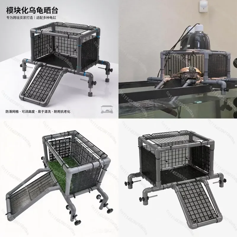 PVC Tube Turtle Basking Platform, Aquarium Pet Climbing Frame With Ramp For Turtle Tank