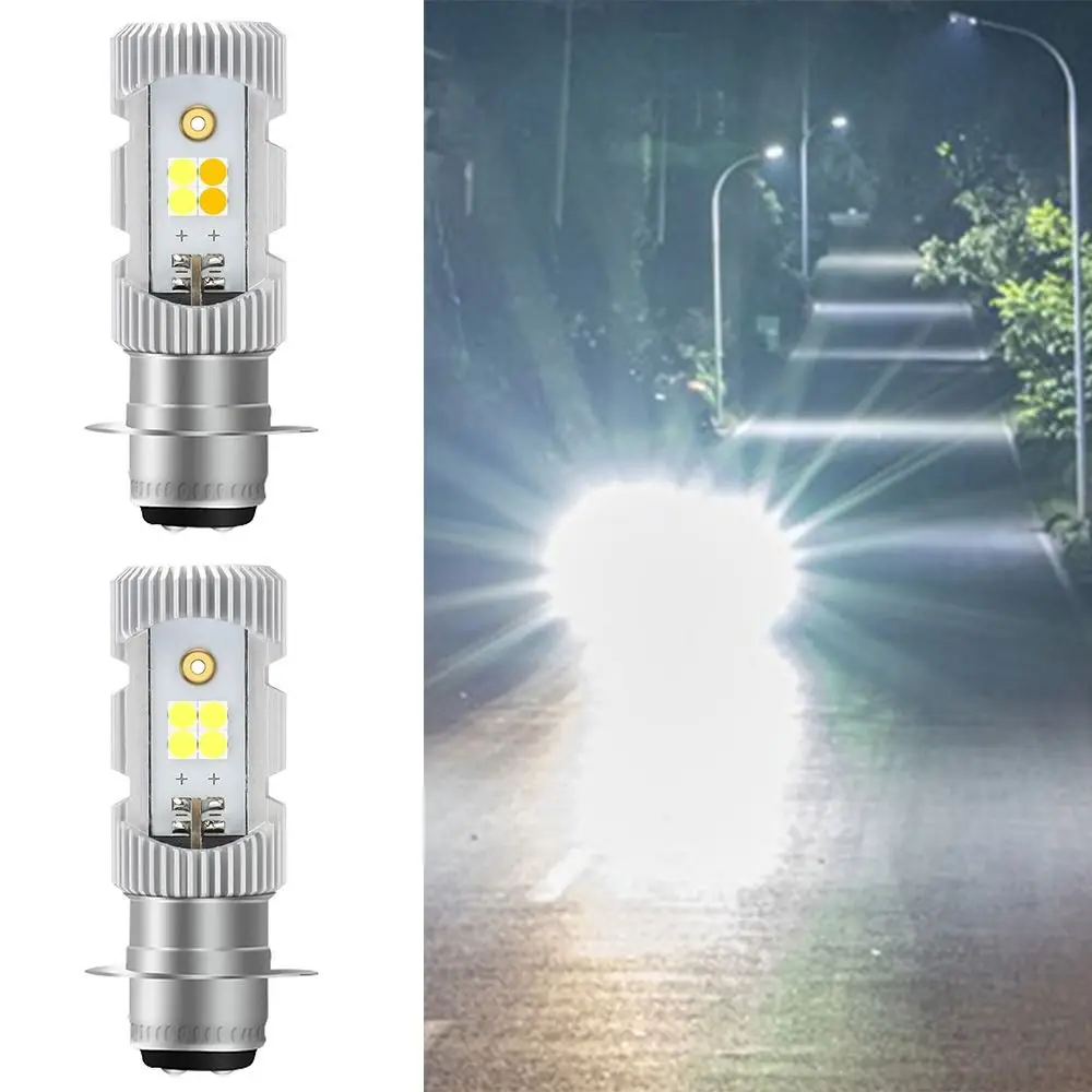 

P15d Motorcycle LED Light Yellow&White Near and Far Lights High Light Bulb Corrosion-resistant Easy Install