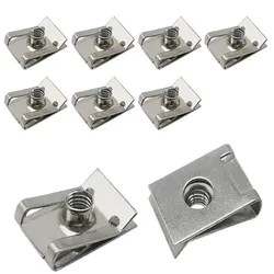 10PCS Practical Stainless Steel U Type Clips With Thread M6 M5 M4 M8 8mm 5mm 6mm 4mm Reed Nuts For Car Motorcycle Scooter ATV