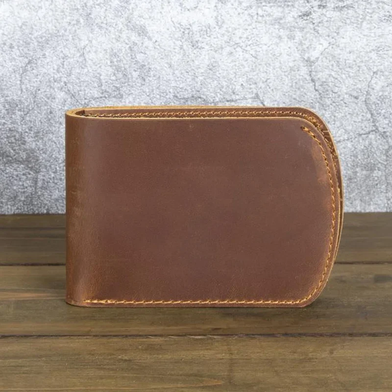 Handcrafted Full Grain Slim Curve Front Pocket Mens Wallet Italian Leather mens billfolds and wallets Custom Name