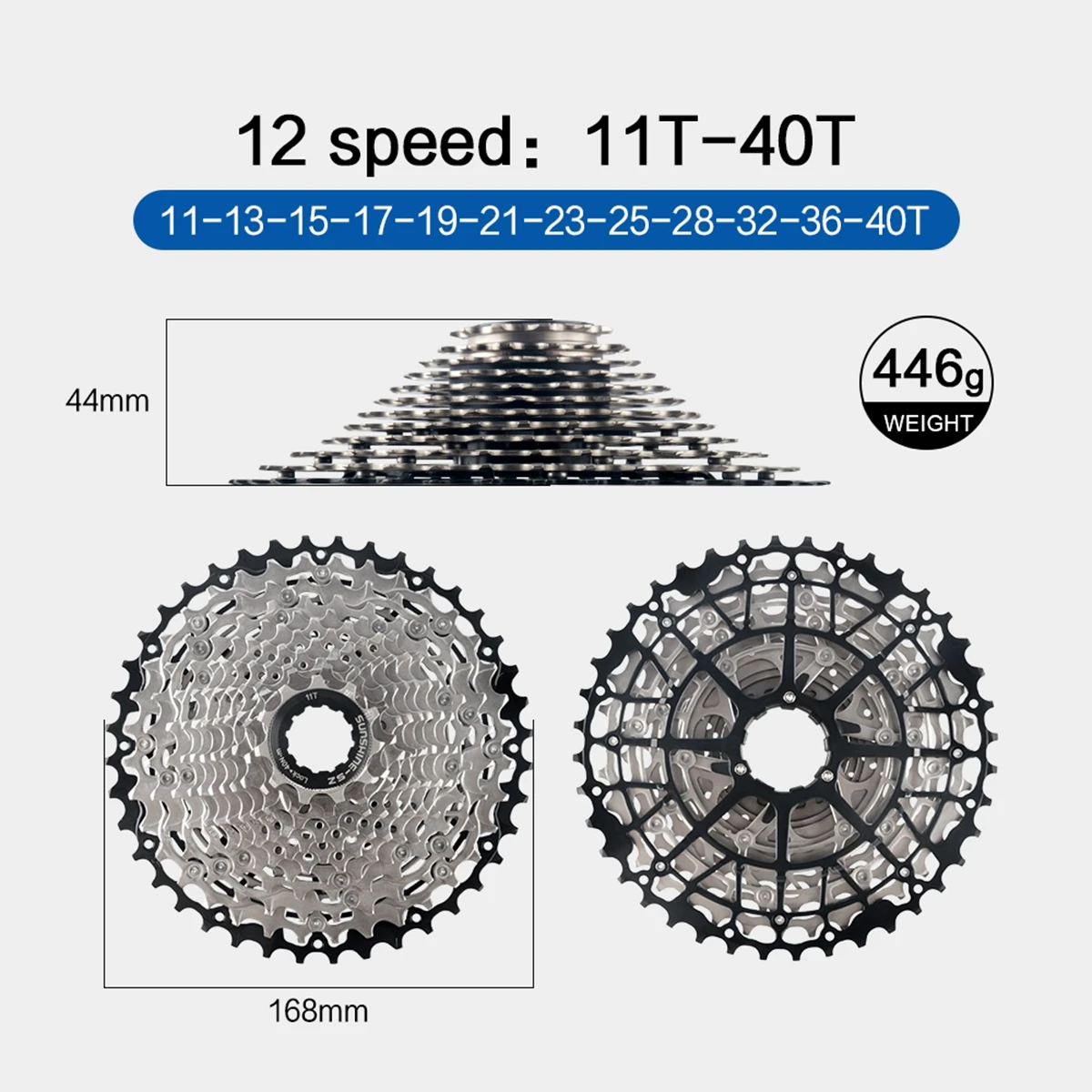 Sunshine Mountainbike 12S Kassette MTB 40T 42T 45T 46T 48T 50T 52T 12V K7 Off Road Fahrrad Kettenrad 12 Geschwindigkeit für Shimano M6100 – Detail 15