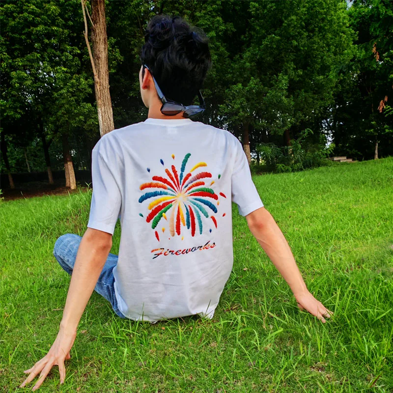 

Colourful printing 100% Pure Cotton Round Neck Short Sleeved T-shirt for Men and Women's New Summer Versatile Loose Mens T-shirt