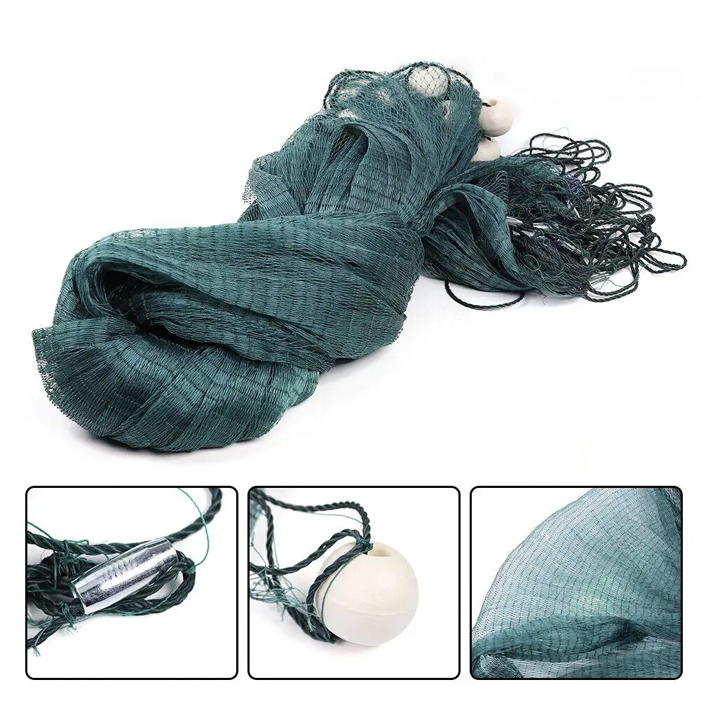 

3X20M / 10X65Ft Fishing Drag Net Beach Seine Bait Seine Nylon Mesh Fish Net Green for Fishing at Ponds, Creeks, Sea, Lake