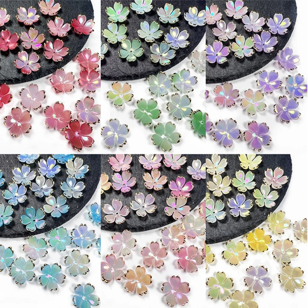 50pcs/lot 19mm Acrylic Cherry Blossoms Flower Beads Petals Charm Connectors Diy Earrings Hair Jewelry Making Resin Acessories
