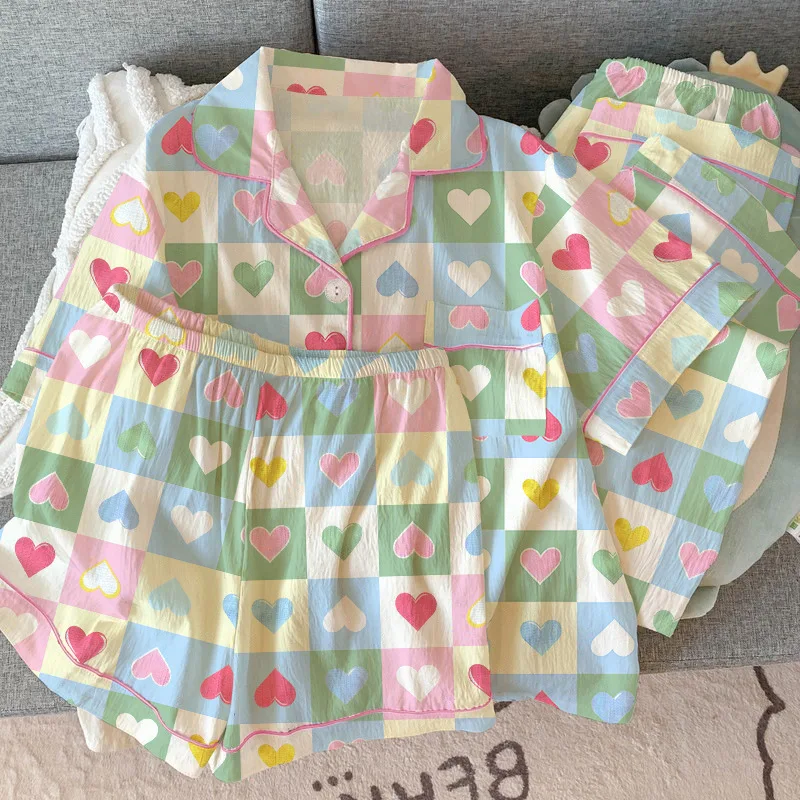 Ropa de mujer, nuevo modelo, pijamas de primavera, camisón femenino, traje, pijama, conjunto de tres piezas, ropa de casa, conjunto de ropa de dormir bonita