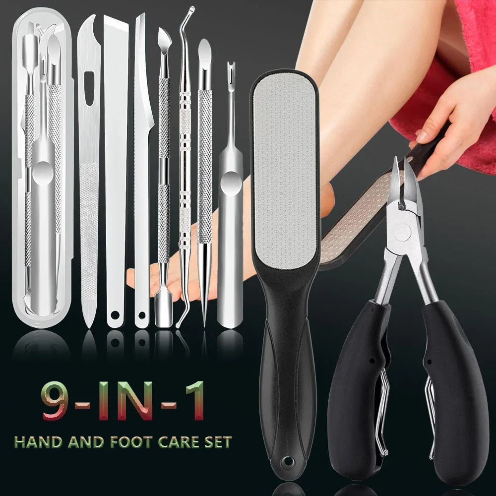 

9pcs Nail Set, Built-in Nail Product Set, Foot Grinder Professional Pedicure Tool for Feet Scrubbing, Foot Care and Massage Set