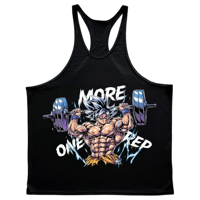 

Мужские топы без рукавов в японском стиле аниме DRAGON BALL Goku с графическим рисунком для парней, 100% хлопок, дышащий I-образный жилет, рубашка для фитнеса