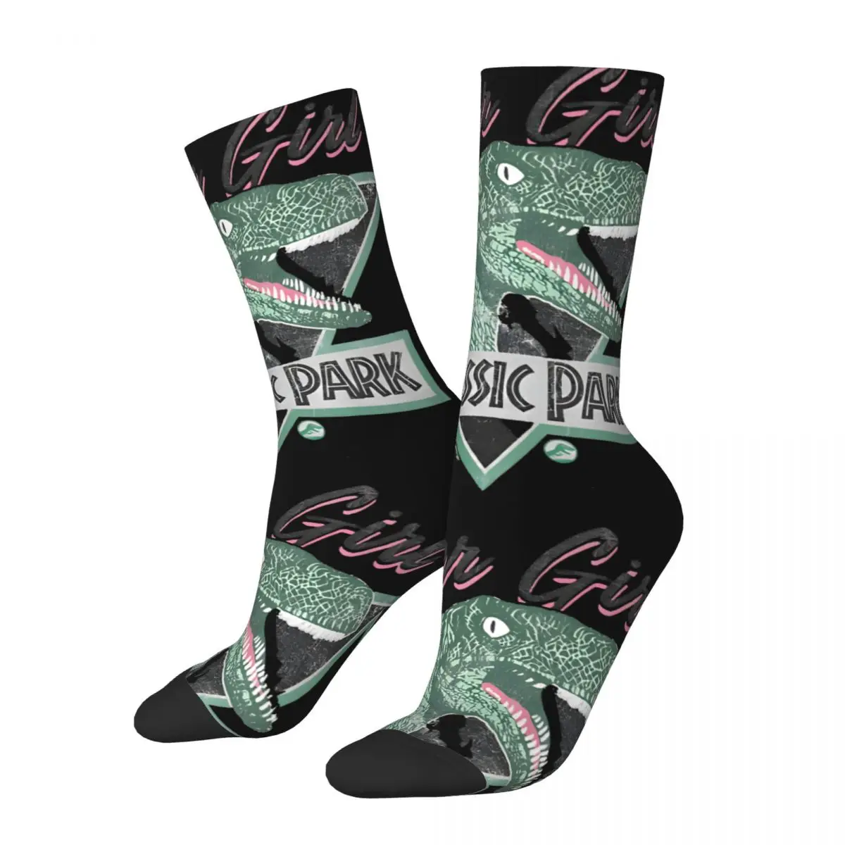 Funny Happy Clever Girl Raptor Logo Retro Harajuku Jurassic Park Street Style Novelty Casual Crew Crazy Sock