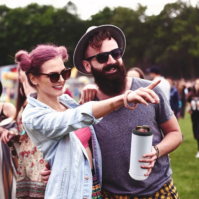 Haut-parleur Bluetooth vierge sublimé, acier inoxydable, isolé, 4 en 1, canette indispensable, porte-bière durable, 16 oz, 1 paquet