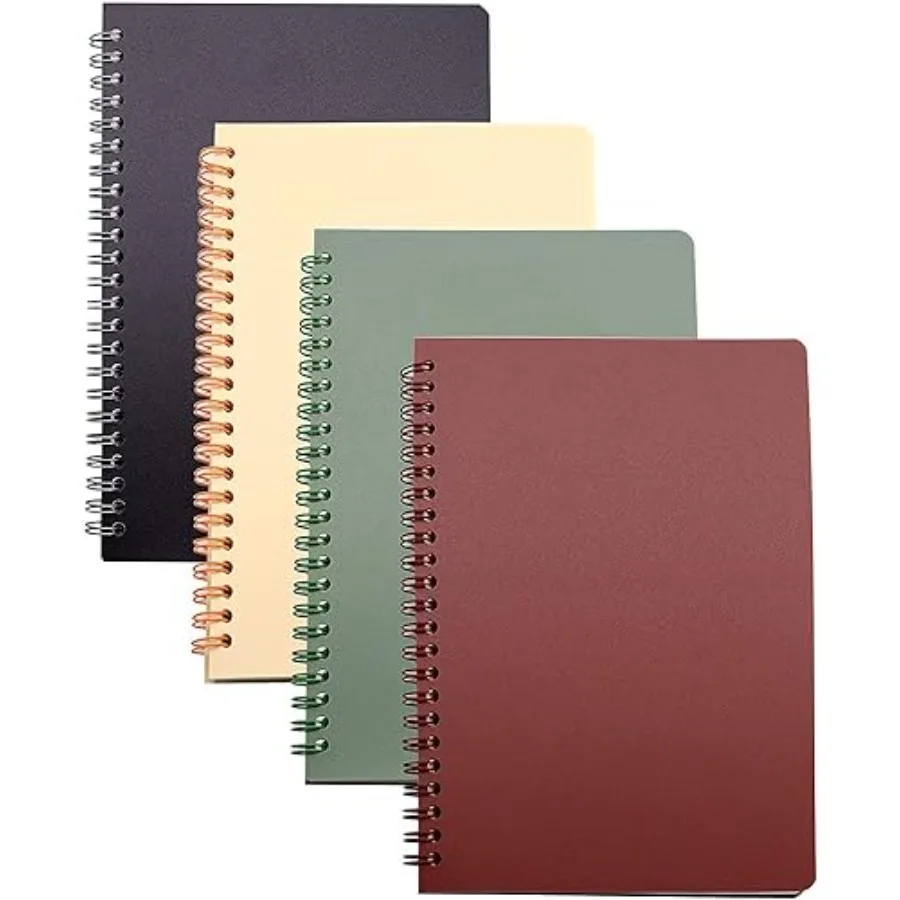 

Spiral Notebook, 4 Pcs 8.3 Inch x 5.9 Inch A5 Thick Plastic Hardcover 8mm Ruled 4 Color 80 Sheets -160 Pages Journals for Study