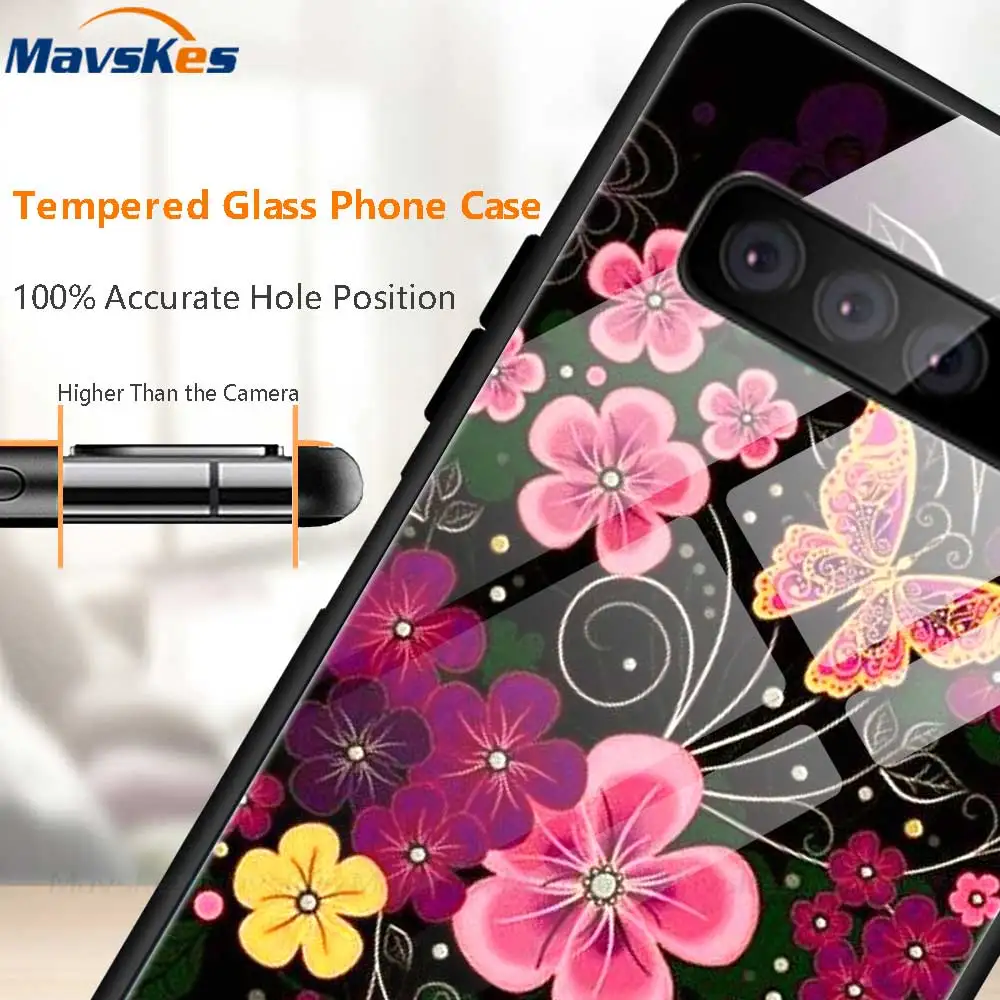 Tempered Glass Phone Case For Samsung Galaxy S10 S9 S8 Plus S7 Edge Lite S10E S20 FE S22 Plus Ultra 5G Cases Back Cover Silicone