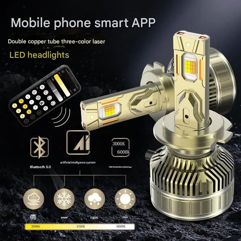 300 واط التطبيق الذكي LED سيارة العلوي H7 H4 شعاع منخفض 98600LM 3 طرق الألوان مقاوم للماء السوبر مشرق - اختراق اكسسوارات السيارات