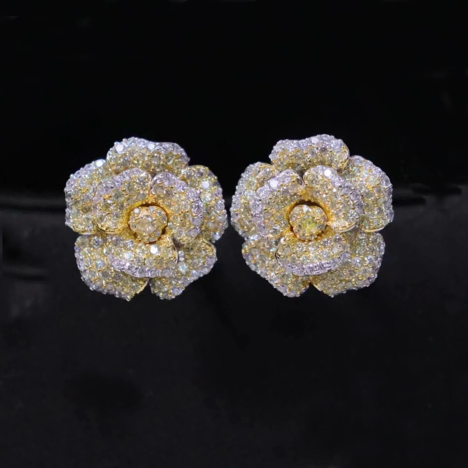 KQDANCE عالية الحرفية 925 الفضة 16 مللي متر الوردي الأصفر حجر وأقراط للنساء زهرة الورد مصمم المجوهرات الفاخرة