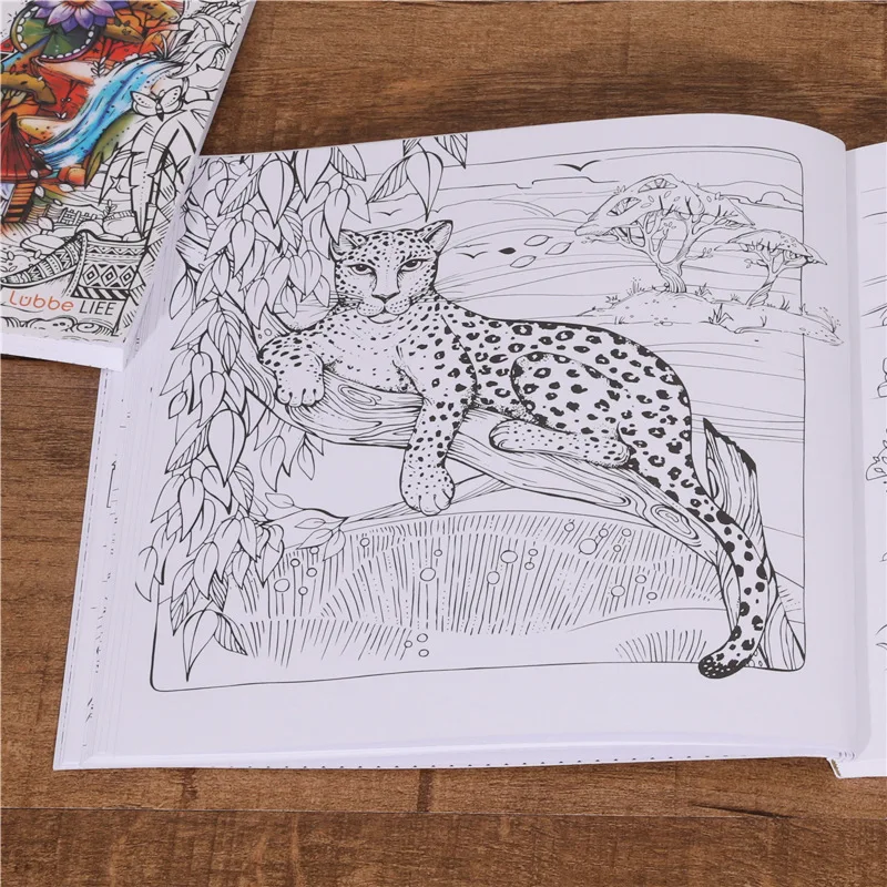 Afrykańska podróż do kolorowania Kolor i przyjemność dla dorosłych Łagodzenie stresu Graffiti Malowanie Rysunek Książka