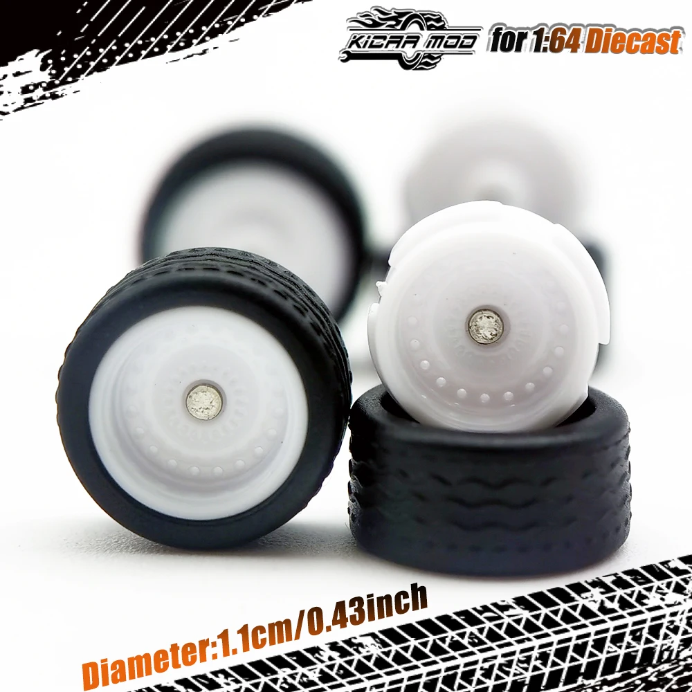 1/64 Modellauto-Räder mit abnehmbaren Gummireifen, geschlossene Speichen, Umbauteile für Druckguss-Spielzeugautos, D:11mm, 1 Set – Detail 6