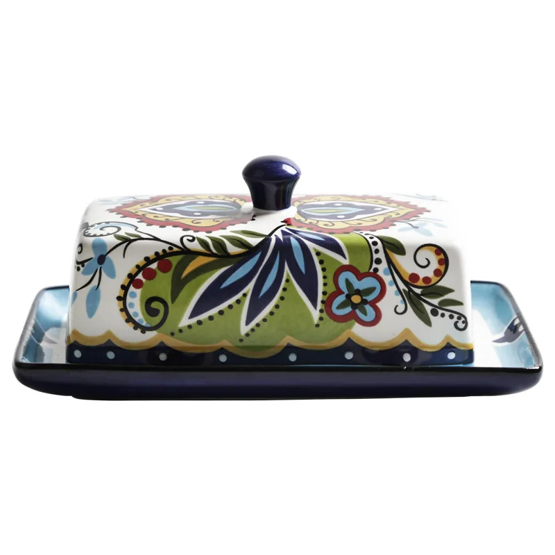 Nordic Hand-Painted Ceramic Butter Dish 3