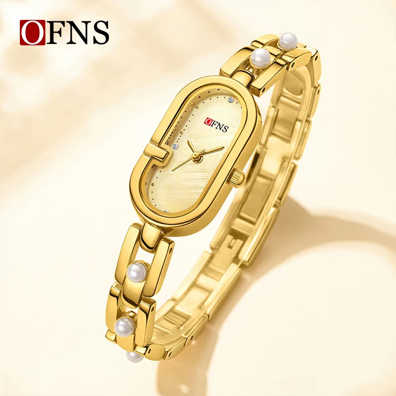 

OFNS 5521 Fashion Beimu Elliptical Women's Watch 3ATM Waterproof Simple Quartz Bracelet Watch Alloy Strap Case Niche High Beauty