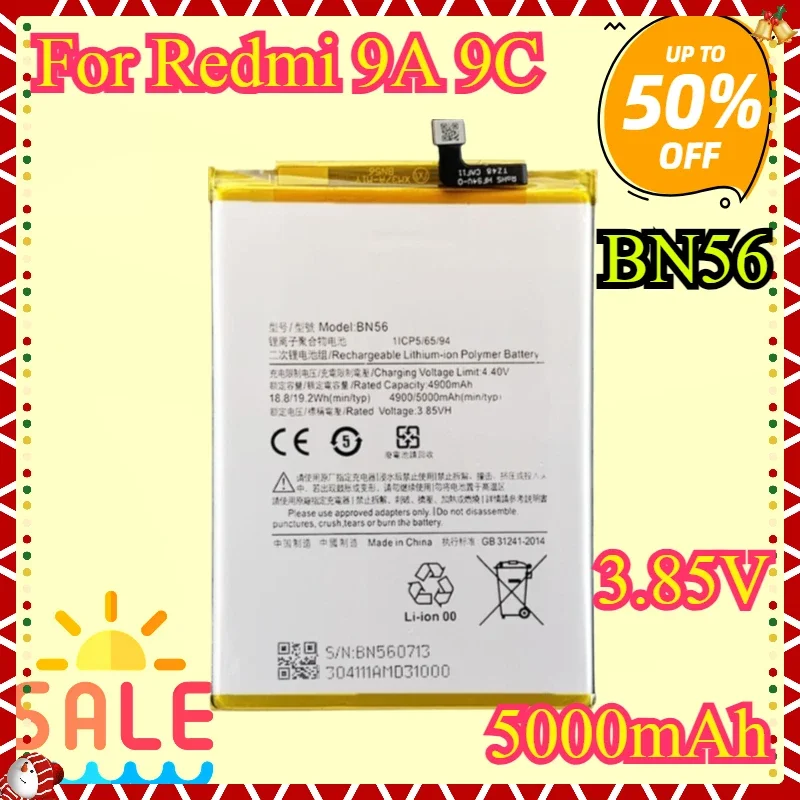 

New High quality For BN56 Replacement Battery For Xiaomi POCO M2 Pro M2pro For Redmi 9A 9C 5000mAh Battery