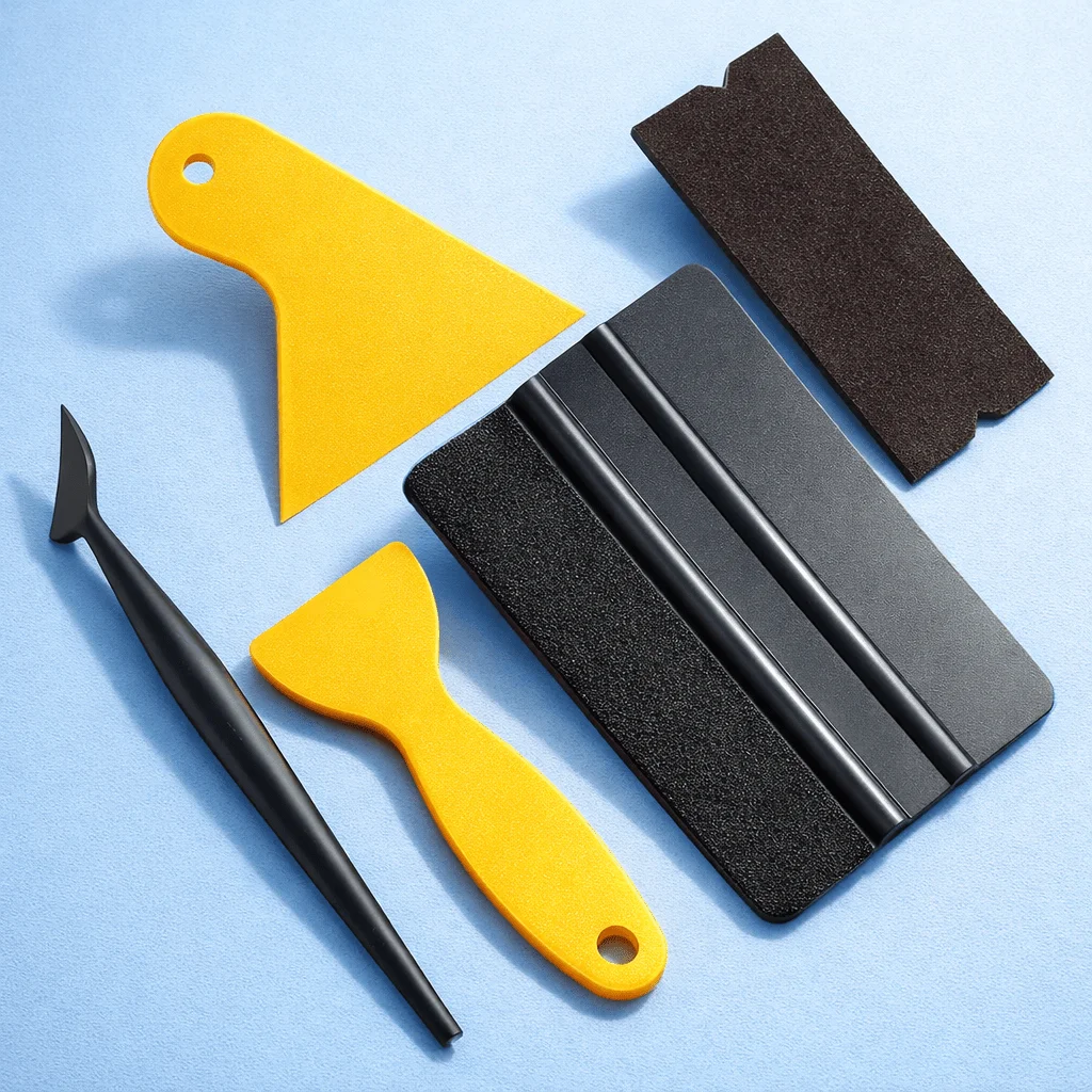 5pcs Window Tint Tool Kit with Felt Edge Squeegee and Corner Scraper Set Vinyl Wrap Applicator Tools with Edge Tucking Tool