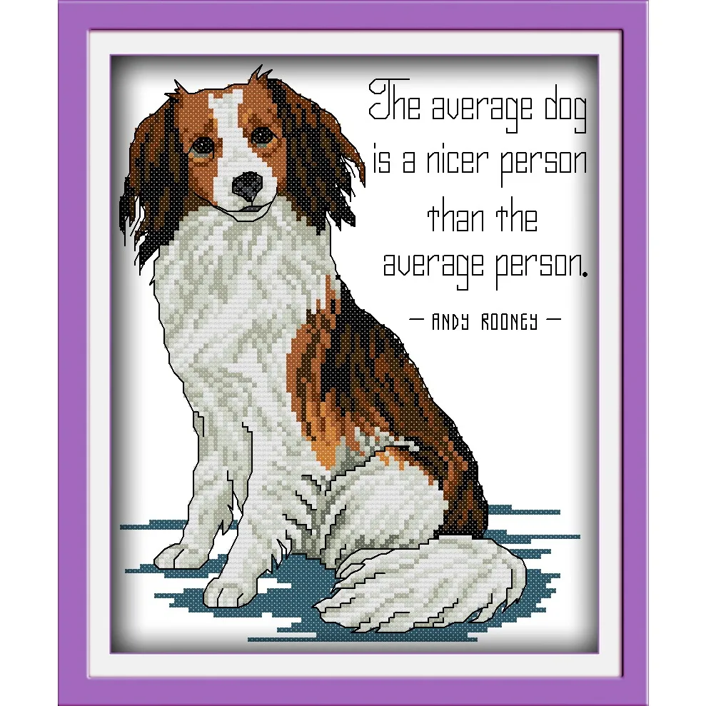 

Soulgift News Pre-Printed Cross Stitch Kit, Stamped Aida Fabric with DMC Threads, Embroidery Kit - Handsome Dog