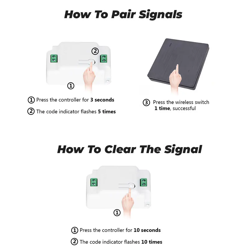 AXUS 1/2/3 GANG RF 433Mhz Wireless Wall Switch 86 Wall Panel Transmitter Safety Switch AC 110V 220V Relay Interruptor Light Lamp