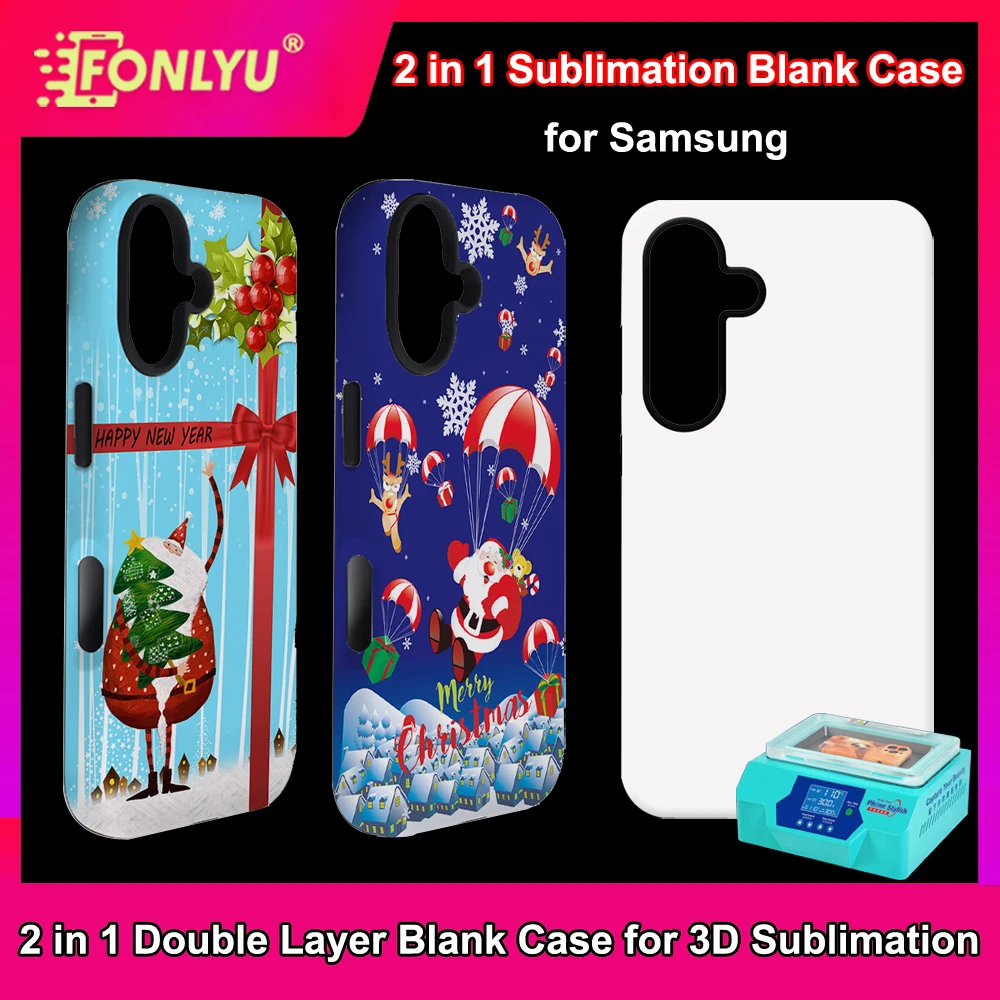 

FONLYU 5pcs Sublimation 2 in 1 Blank Phone Case for Samsung S25 S23 S22 S21 S24 S23+ s24 ultra FE Edge A54 A55 TPU shockproof