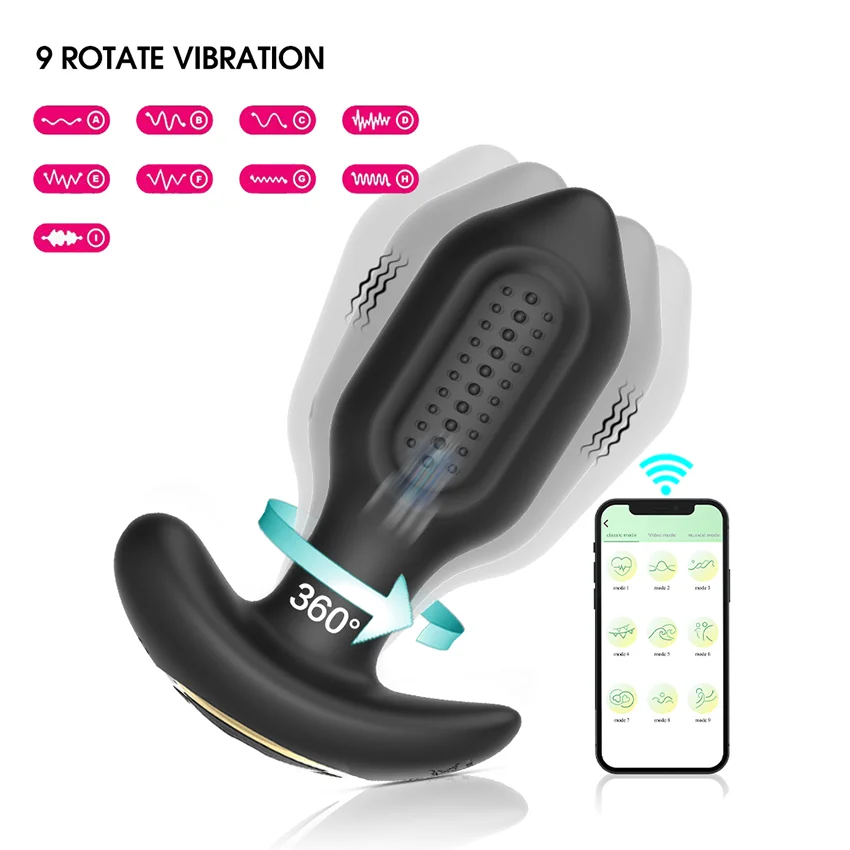 Vibrador con Control inalámbrico por aplicación para hombre y mujer, juguete sexual giratorio para estimulación del clítoris, masaje Anal, producto