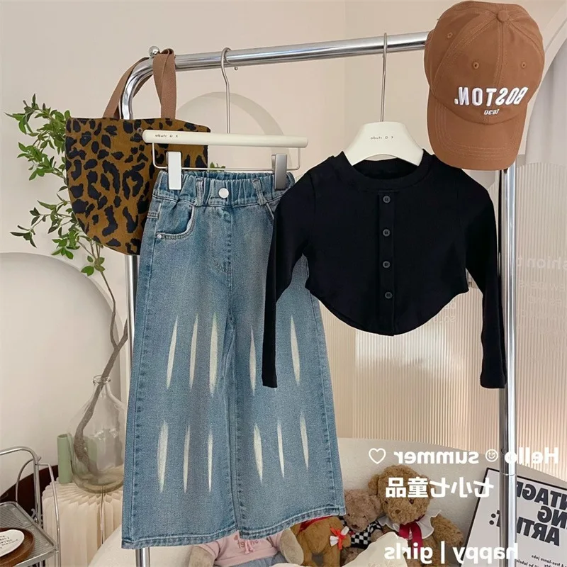 

Children's Jeans New Autumn Spring Outfit for Baby GirlsTTrendy two-piece girls' outfit for autumn