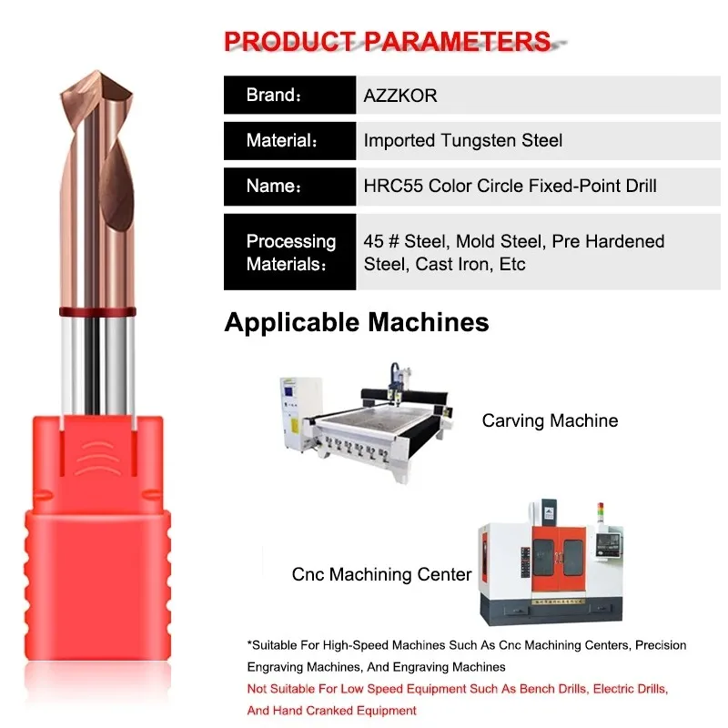 AZZKOR HRC55 alat Bit Tungsten, alat perekam lingkaran merah Tungsten 2 bilah untuk pusat mesin CNC 60 ° 90 ° 120 °