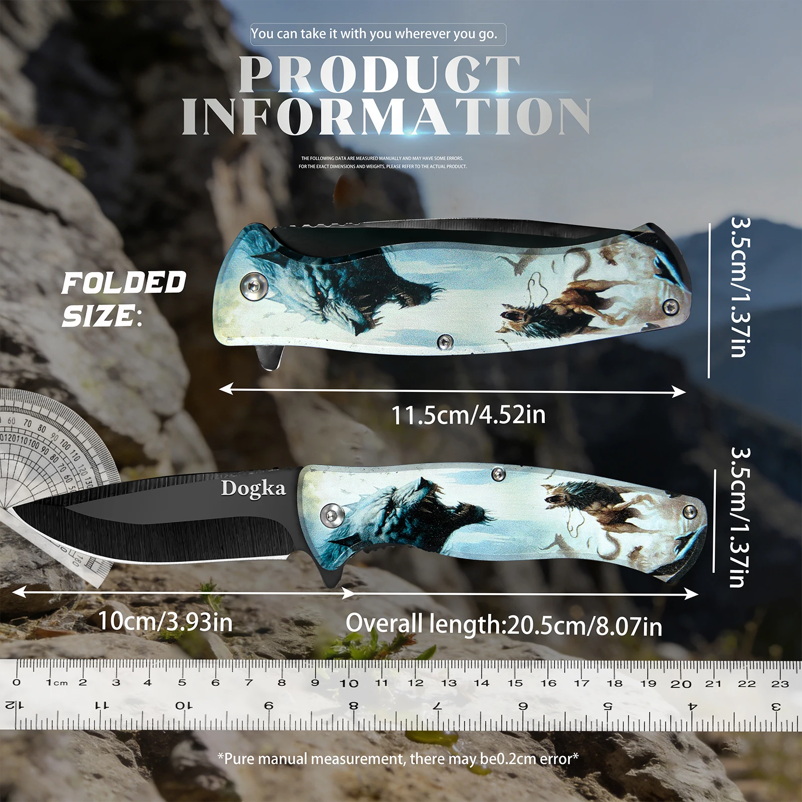 Portable Folding Utility Cutting Tool Stainless Steel Blade Animal Pattern Handle Compact Pocket Tool for Camping Hiking Outdoor Daily Use