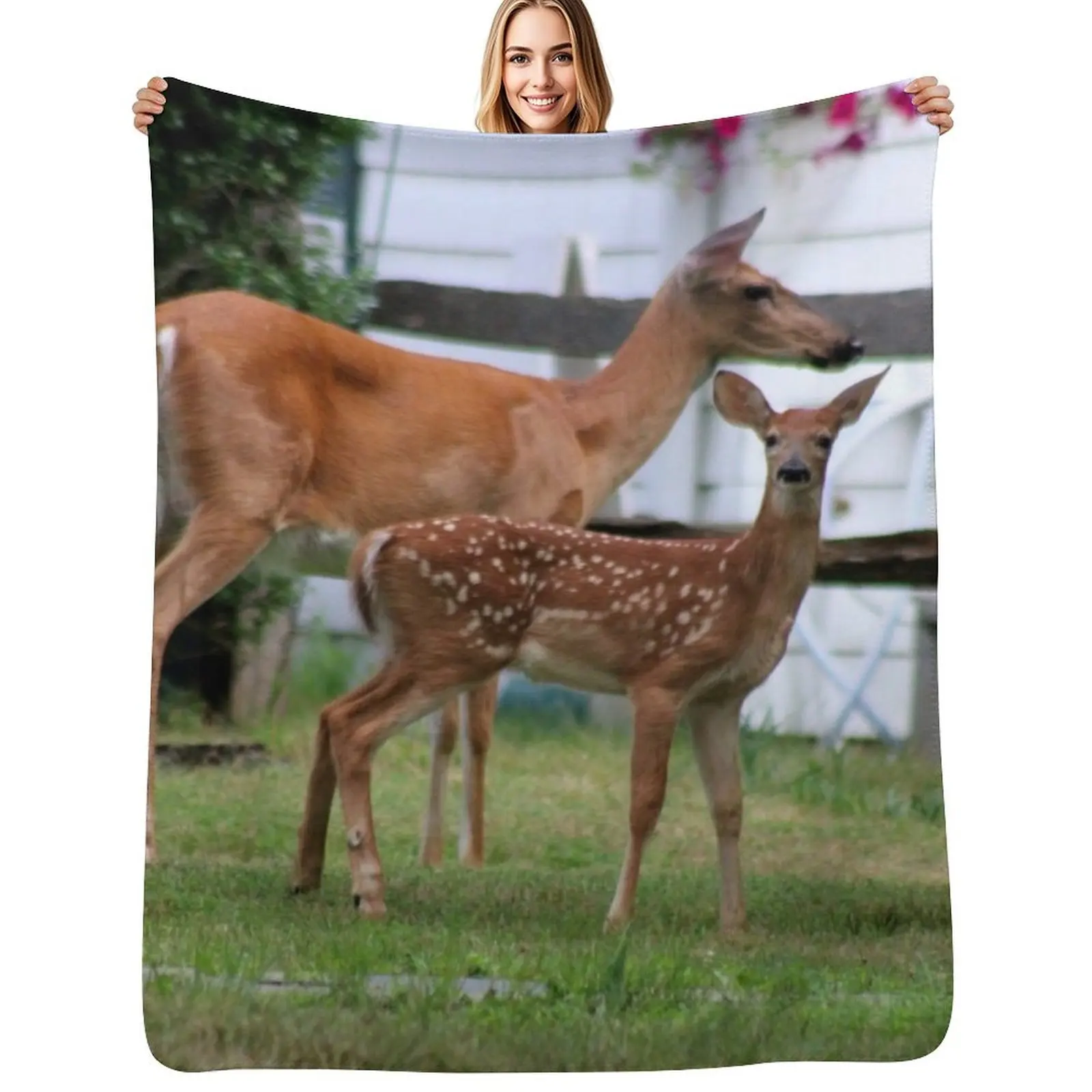 Deer: Doe and Fawn Throw Blanket Soft Warm Blanket Gift for Men Women Adults