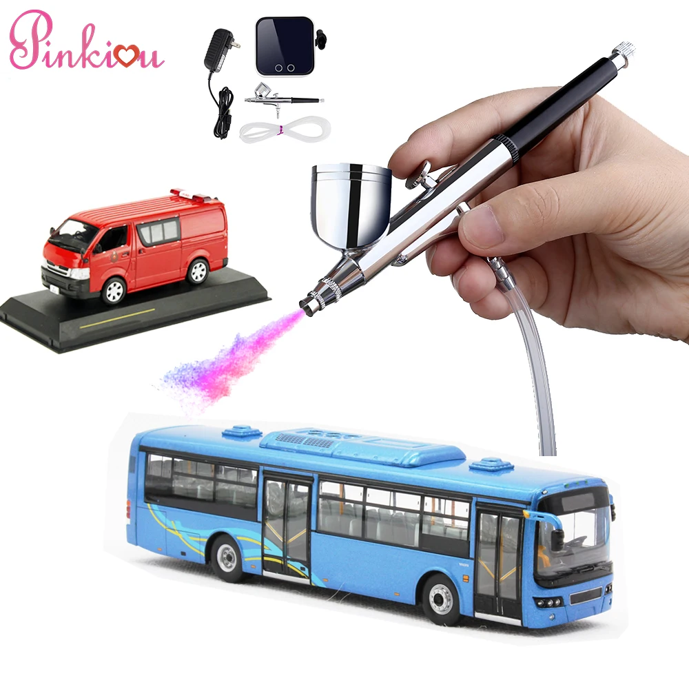 

Pinkiou Airbrush With Compressor For Model 0.3mm Spray Gun Airbrush model paint set Airbrush for Nail/Model/Cake/Car Painting